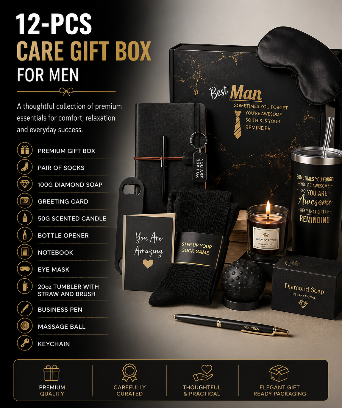 The Gentleman's Comfort Gift Box | 12-Piece Self-Care Collection