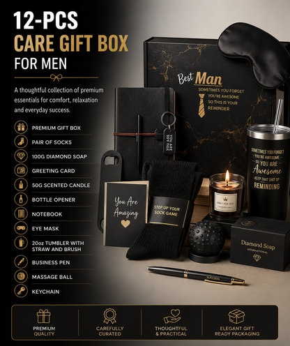 The Gentleman's Comfort Gift Box | 12-Piece Self-Care Collection