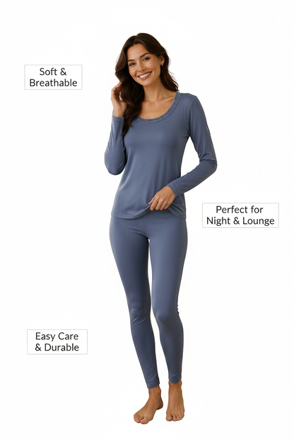 Blue Sleepwear - White Background with Benefits