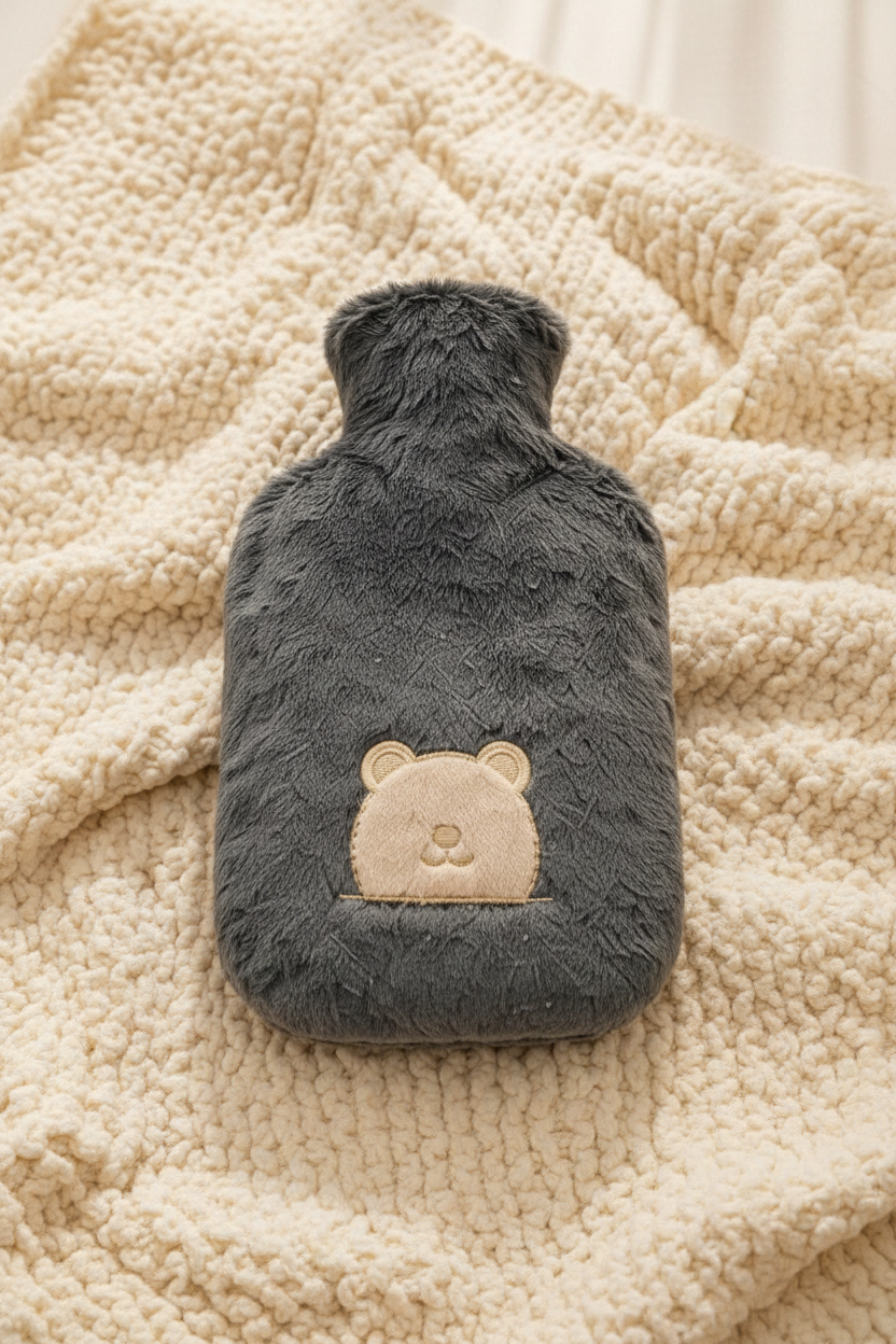 Charcoal Grey Plush Hot Water Bottle