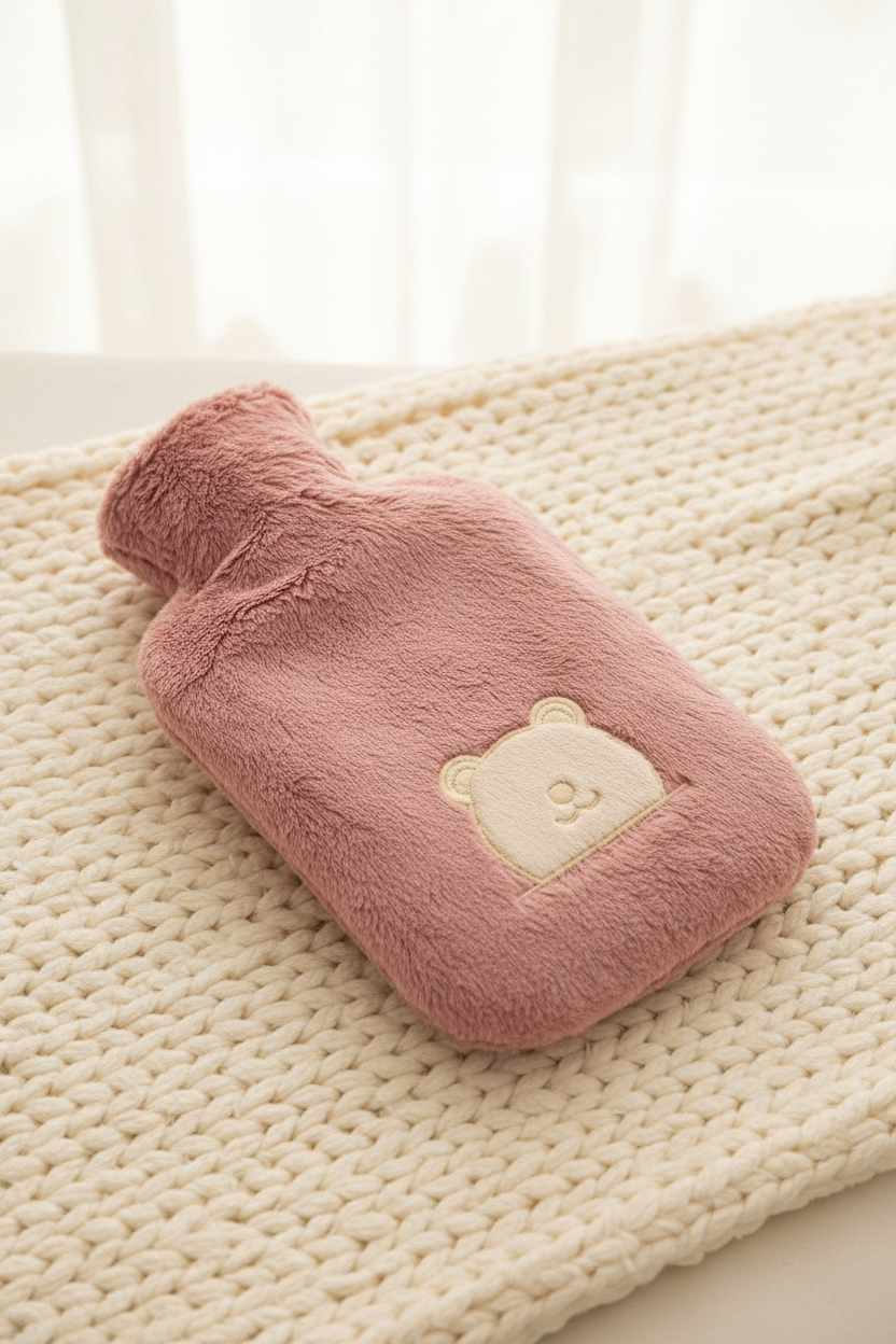 Dusty Pink Plush Hot Water Bottle