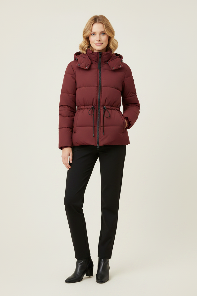 Ladies Short Puffer Jacket - Red
