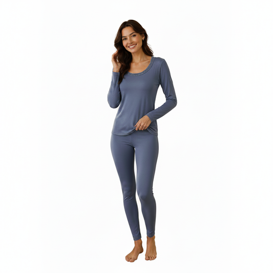 Ladies Two-Piece Sleepwear Set - White Background