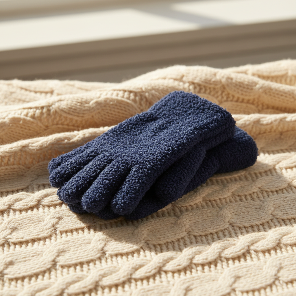 Navy Cozy Knit Winter Gloves - Lifestyle
