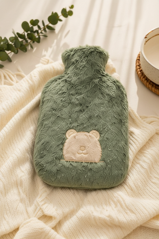 Sage Green Plush Hot Water Bottle