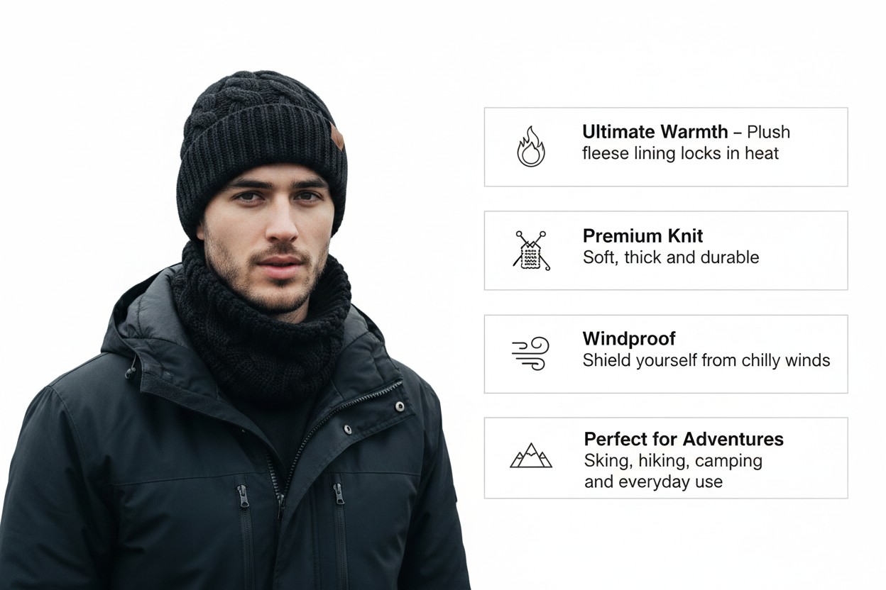 Winter Essentials 2-Piece Set – Beanie & Neck Warmer